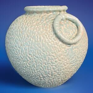 Reproduction Meiji Taisho Japanese Vermiculated “Brain” Mint Glazed Pottery Vase